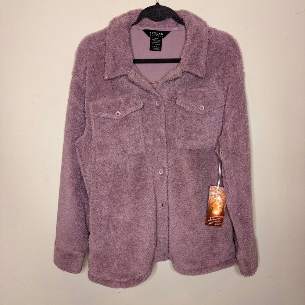 NWT‎ Kyodan Outdoor Plush Fleece Shacket Shirt Jacket Lavender Mauve Women M